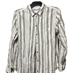 Sonoma Women's Striped Button Down Shirt - Black and White